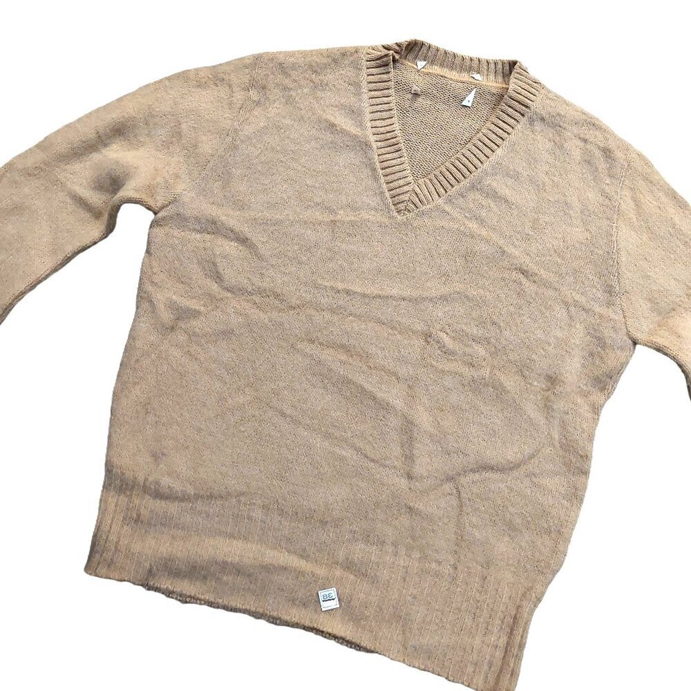 Vintage 1940s-1950s Light Brown V-Neck Long Sleeve Fall Winter Sweater